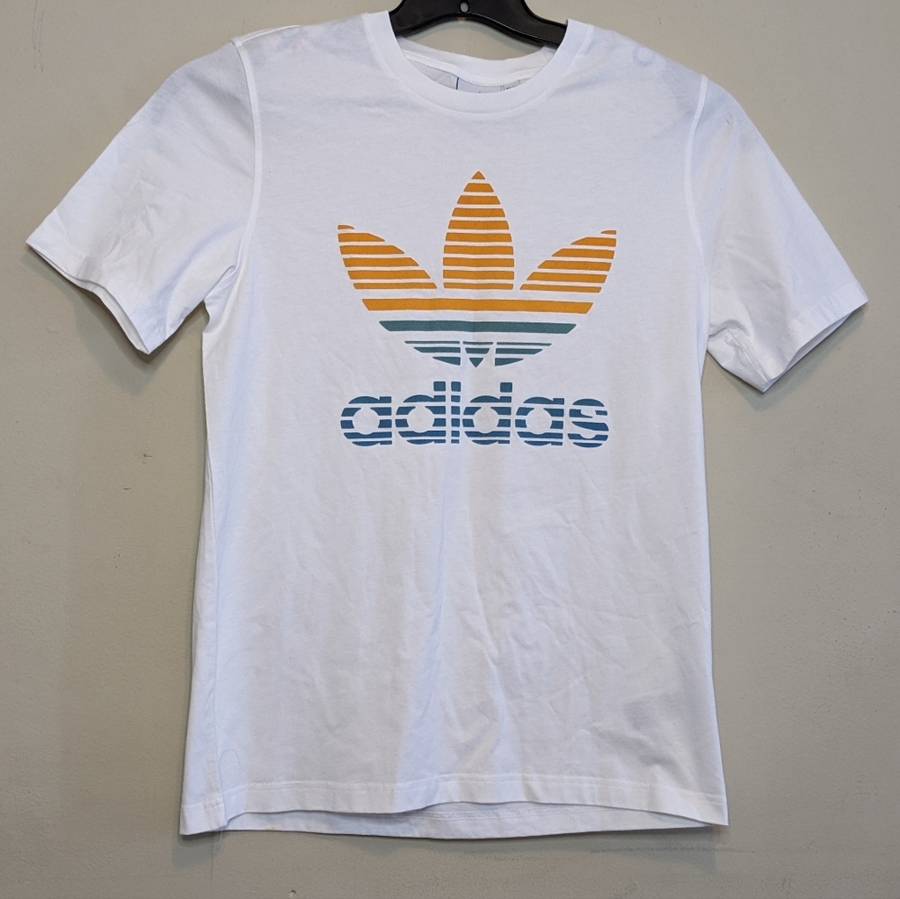 Men's Adidas Trefoil 100% Cotton White T Shirt Size Medium